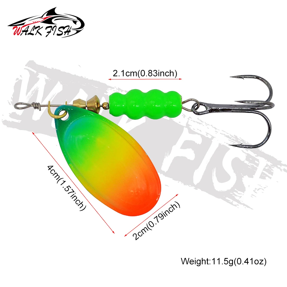 WALK FISH-Cebo giratorio de 11,5g, señuelos de cuchara de colores, Lucio de Metal con anzuelos triples, cebo de lubina Artificial, accesorios de señuelo de pesca - imagen 2