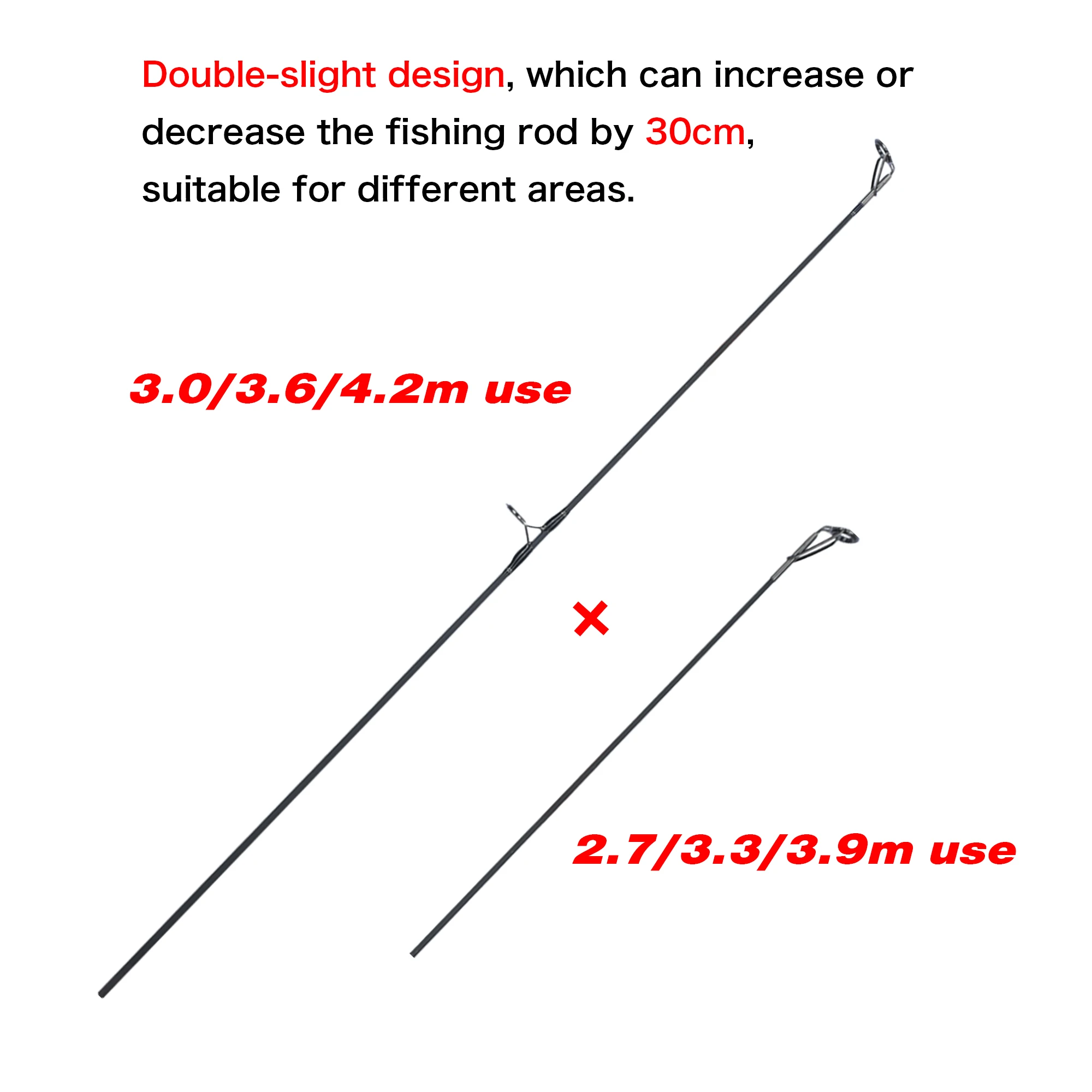 BIUTIFU-caña de pescar de carpa de fibra de carbono, 2 puntas, 3.5lb, 7 Secciones, 4,2/3,6/3,0 m, 30t, 60-150m, Spinning - imagen 4