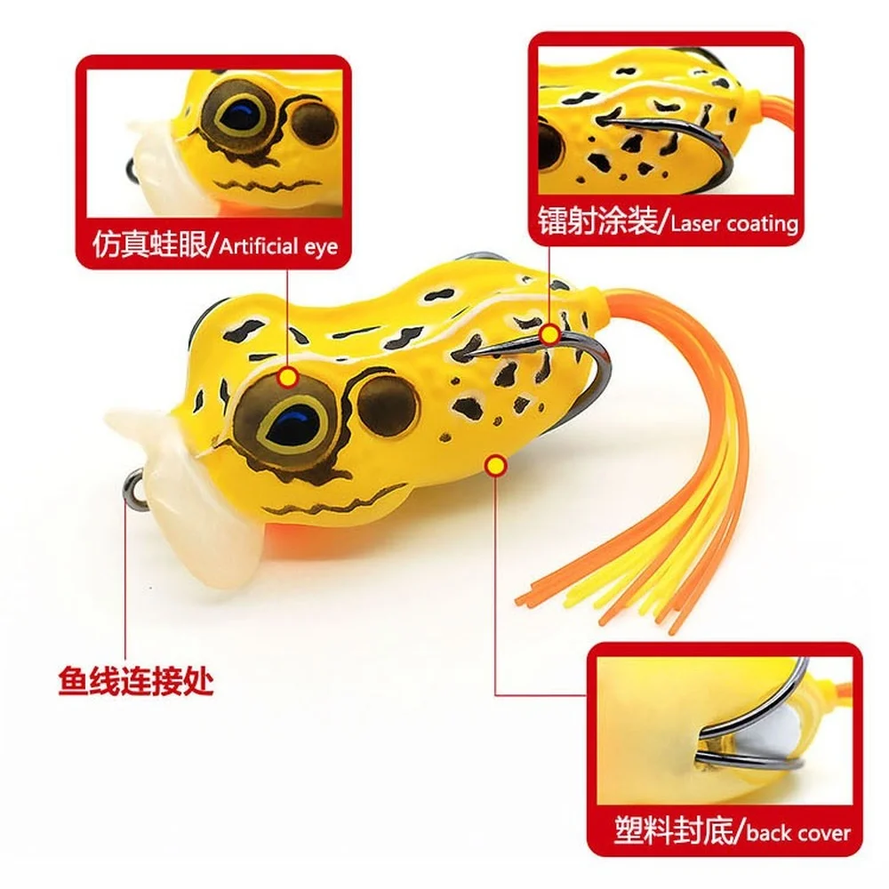 Señuelos de Pesca de carpa, cebos blandos de rana Artificial, anzuelos triples, aparejos de pesca de 5,5 CM y 12,5G - imagen 5