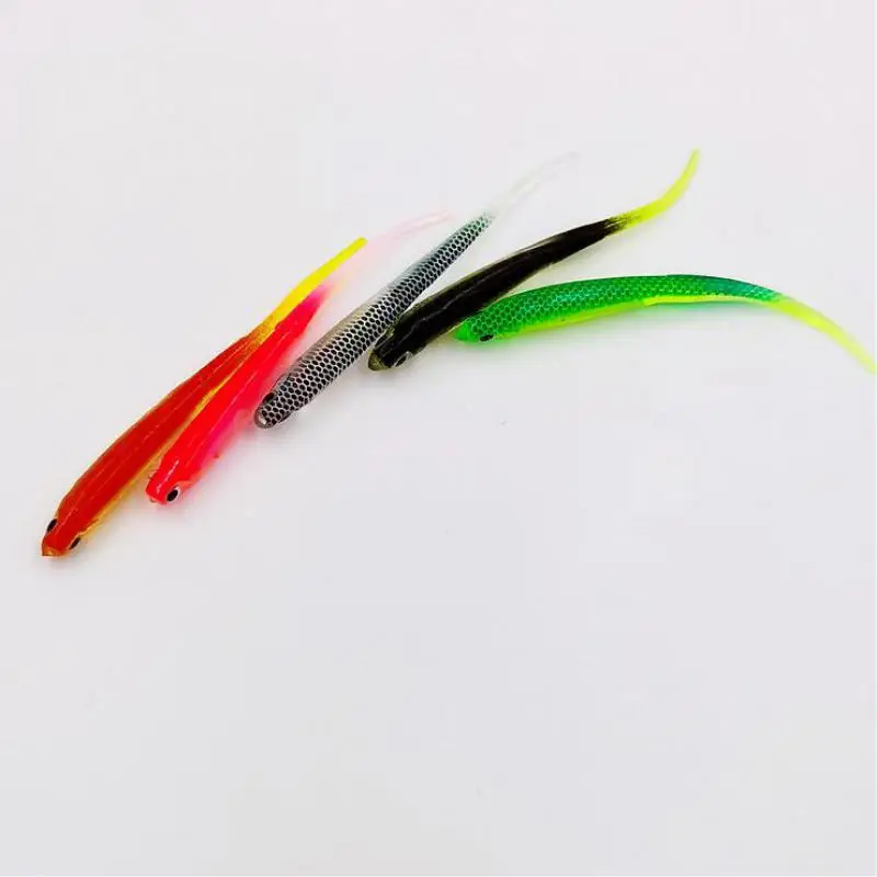 Cebo de Pesca suave de cola en T de Color arcoíris, 1 piezas, 2,2g, 10cm, Swimbait, gusano oscilante de lentejuelas, Señuelos de Pesca giratorios - imagen 3