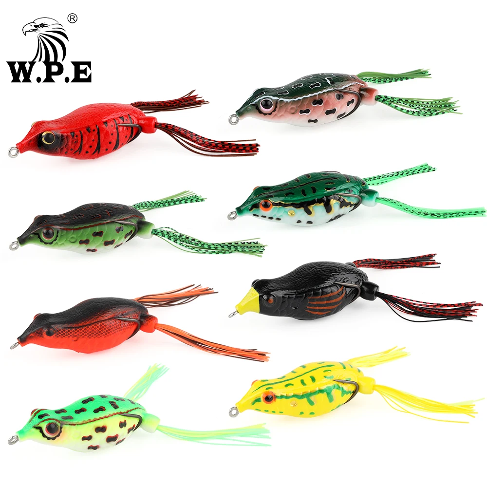 W.P.E-señuelo de rana de piezas, 8cm, 20g, Muliticolor, suave, Topwater, cabeza de serpiente, señuelo de lubina, tubo suave, Artificial, aparejos de pesca - imagen 5