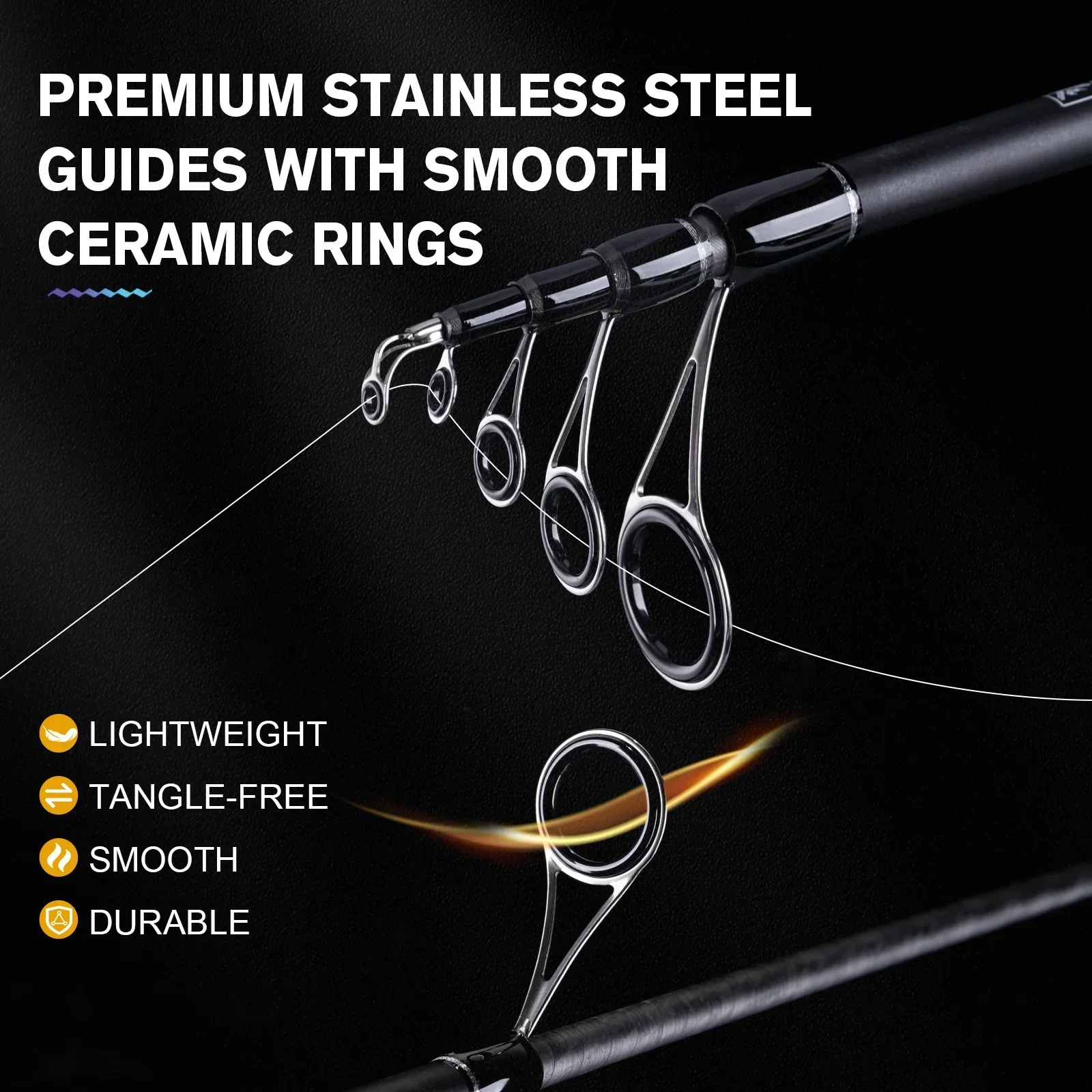 Goture-cañas de pescar telescópicas para pesca en agua salada, caña de pescar giratoria ultracorta portátil de 1,83 m, 2,1 m, 2,4 m y 2,7 m - imagen 3