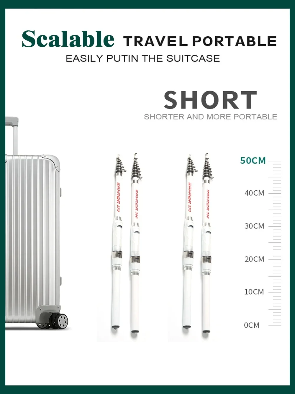 Caña de pescar telescópica para Roca, alimentador de carpa de fibra de carbono/FRP, aparejo de poste portátil de viaje súper corto, 1,5 M, 1,8 M-3,0 M - imagen 5