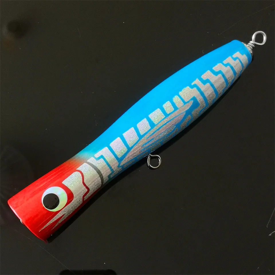 Señuelo Popper de madera de 12CM/30G 18CM/80G Topwater GT Surface Trolling Lures Deep Sea Popper Fishing Bait - imagen 3