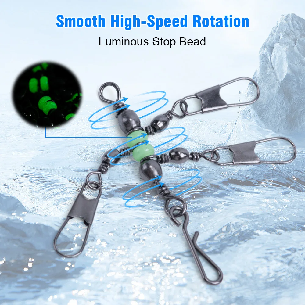 Goture 1/caja de giratorios de pesca con forma de calabaza, giratorios de pesca luminosos, rotación de 360 grados, giratorios redondos, accesorios de aparejos de pesca - imagen 3