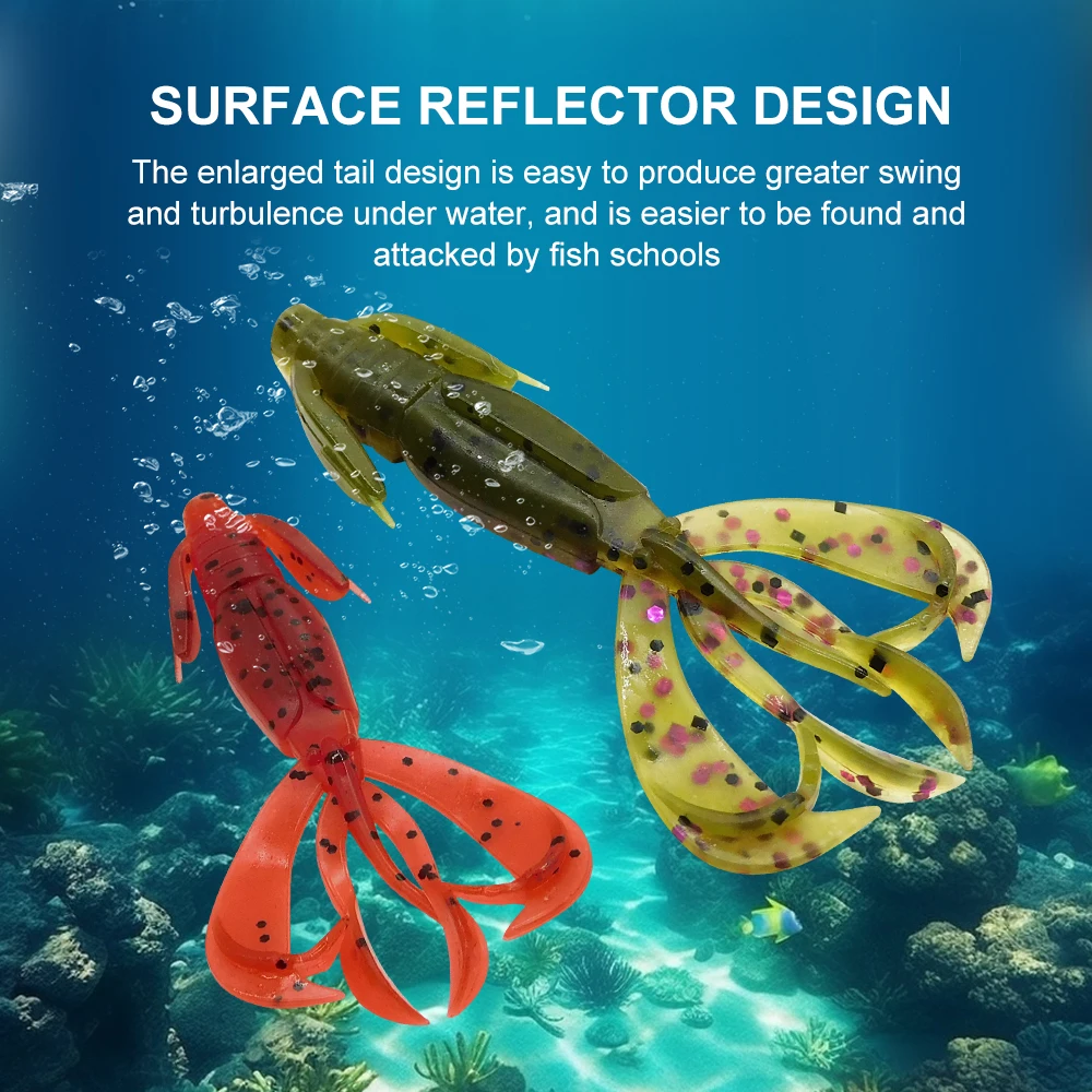 ESFISHING 10 Uds pequeño lubina Craw Crazy Flapper 60mm 2g Señuelos de pesca de plástico suave con sal y olor a olor cebo de silicona - imagen 5