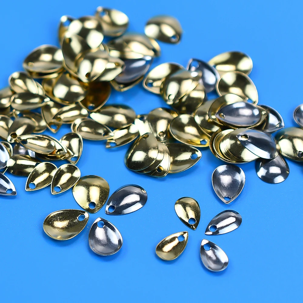 60 uds señuelo de gota de Metal, cuchillas giratorias, cebo duro suave, accesorios DIY, hojas giratorias doradas y plateadas para Señuelos de Pesca - imagen 3