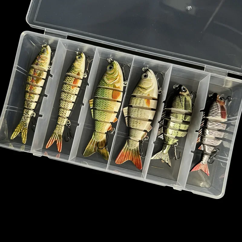 6 uds 3 estilos 6/8 segmentos señuelo de Pesca multiarticulado hundimiento Swimbait Wobblers artificiales Crankbait cebo duro aparejos de Pesca