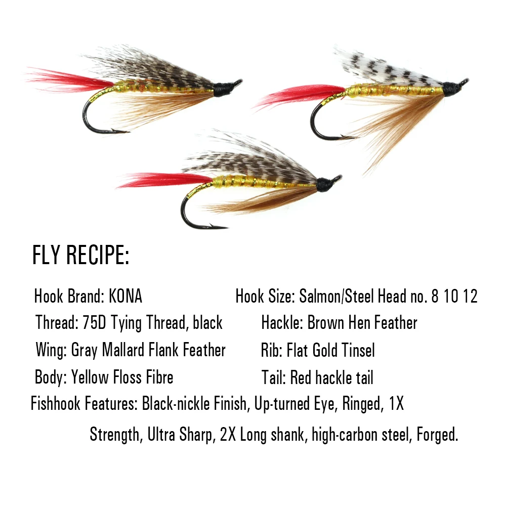 ICERIO 4 Uds. Señuelos con mosca húmeda para profesores amarillos, anzuelo individual, cabeza de acero de salmón, pesca de trucha - imagen 3