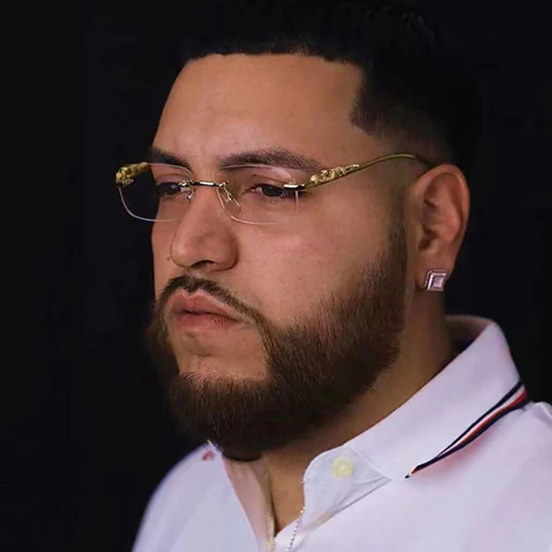 Gafas de sol clásicas sin montura para hombre y mujer, lentes de sol pequeñas con decoración de leopardo a la moda, elegantes, sin marco, para conducir y viajar - imagen 4