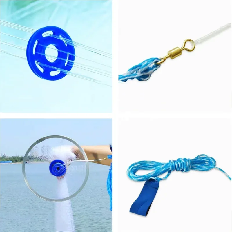 Red de pesca de nailon Lawaia, red de fundición de sedal transparente con colgante de acero, anillo de aluminio, equipo de pesca de carpa - imagen 5