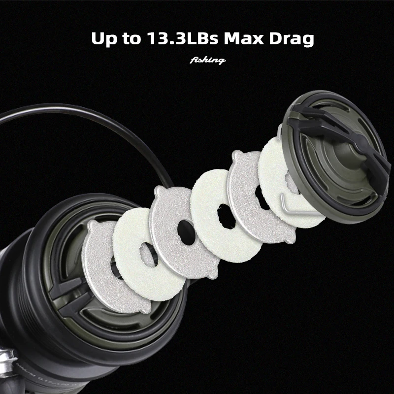 MIFINE ARMY-Carrete de pesca de carpa, carrete giratorio para lubina, agua salada y agua dulce, arrastre máximo de 6kg, 5 + 1BB, 5,1: 1 - imagen 5