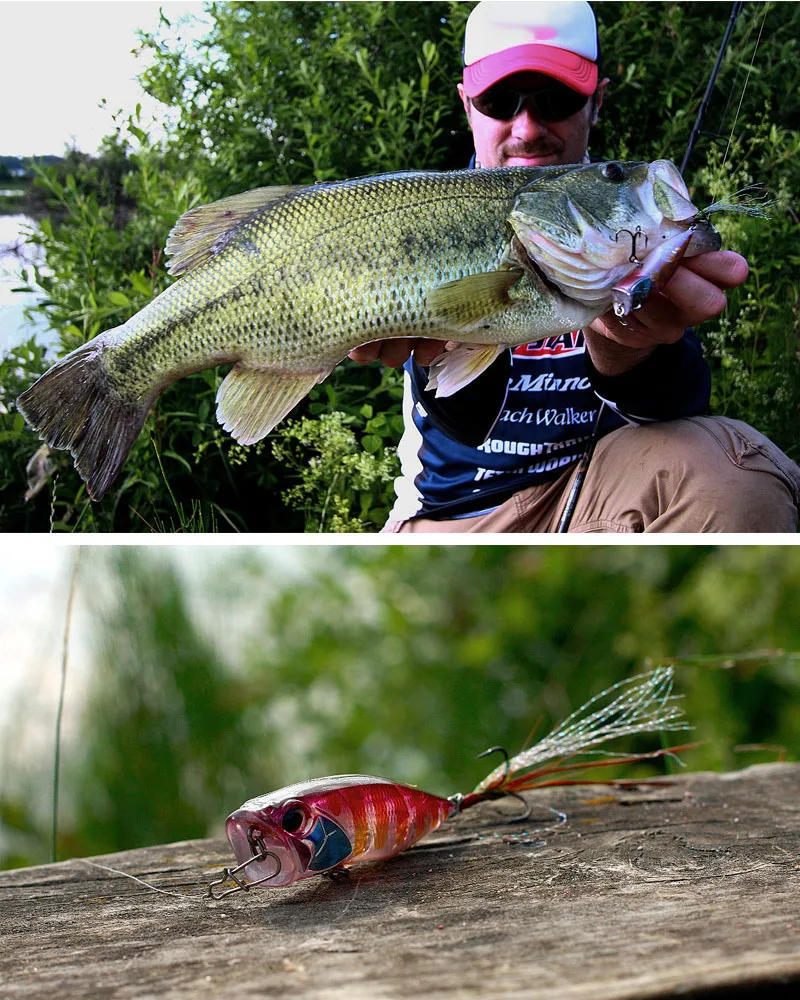 Topwater-Señuelos de Pesca de piezas, cebo duro de 64mm y 9G, Wobblers artificiales, aparejos de pesca de plástico, accesorios de pesca, 1 unidad - imagen 4
