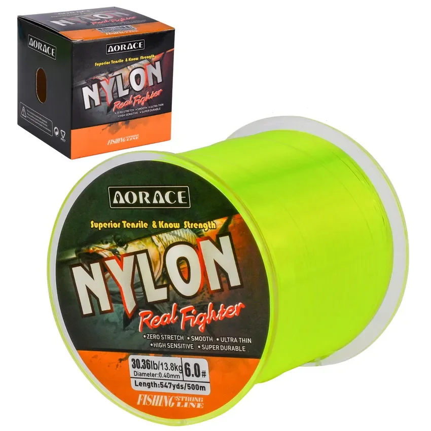 Línea principal de 500m/línea de pesca de nailon monofilamento con punta, Material japonés, sin línea de pesca, lubina, carpa, accesorios de pesca