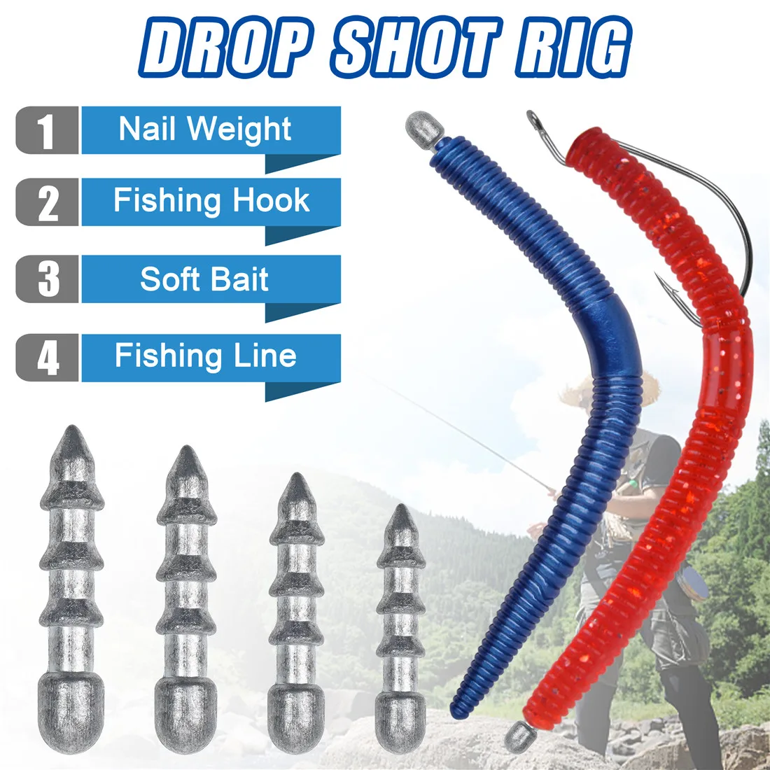 70 Uds. Kit de pesas para uñas de pesca, señuelo de gusano suave, peso de inserción, aparejo Neko, aparejo loco, señuelo de pesca de lubina, accesorios de pesca - imagen 3