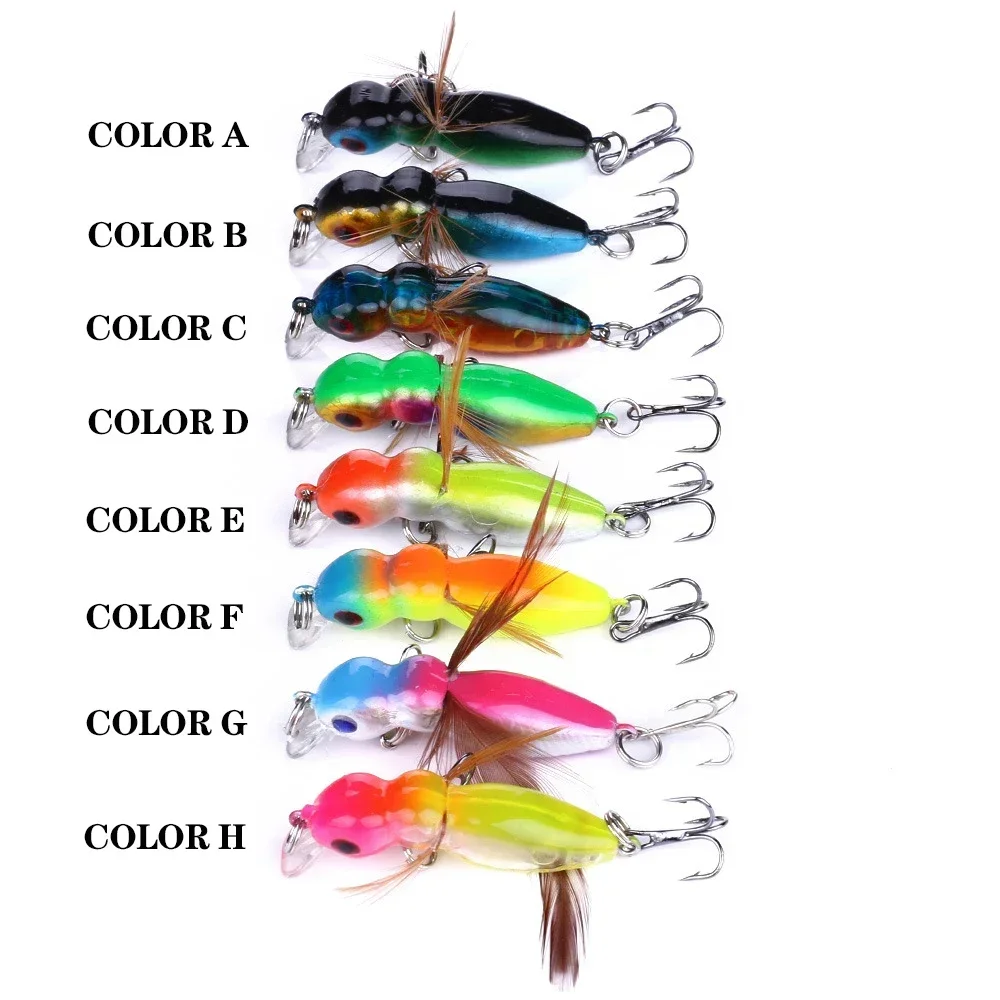1 Uds 4,5 cm 3,5g Mini abejorro cebo insecto Artificial Wobbler aparejos de pesca pluma abeja señuelo de pesca Crankbait cebo de agua dulce - imagen 3