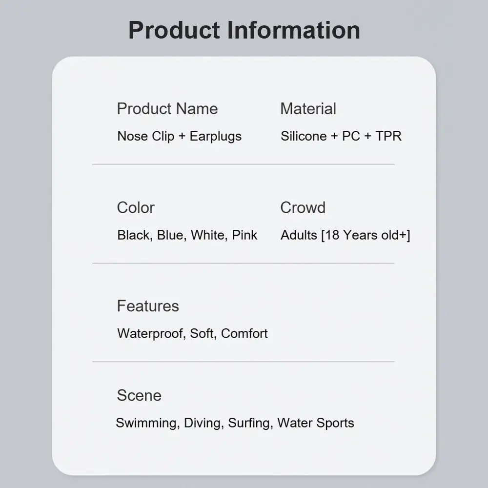 1 Juego de tapones para los oídos de silicona duraderos para nadar, impermeables, antiruido, con Clip para la nariz, tapones para los oídos para adultos y niños - imagen 5