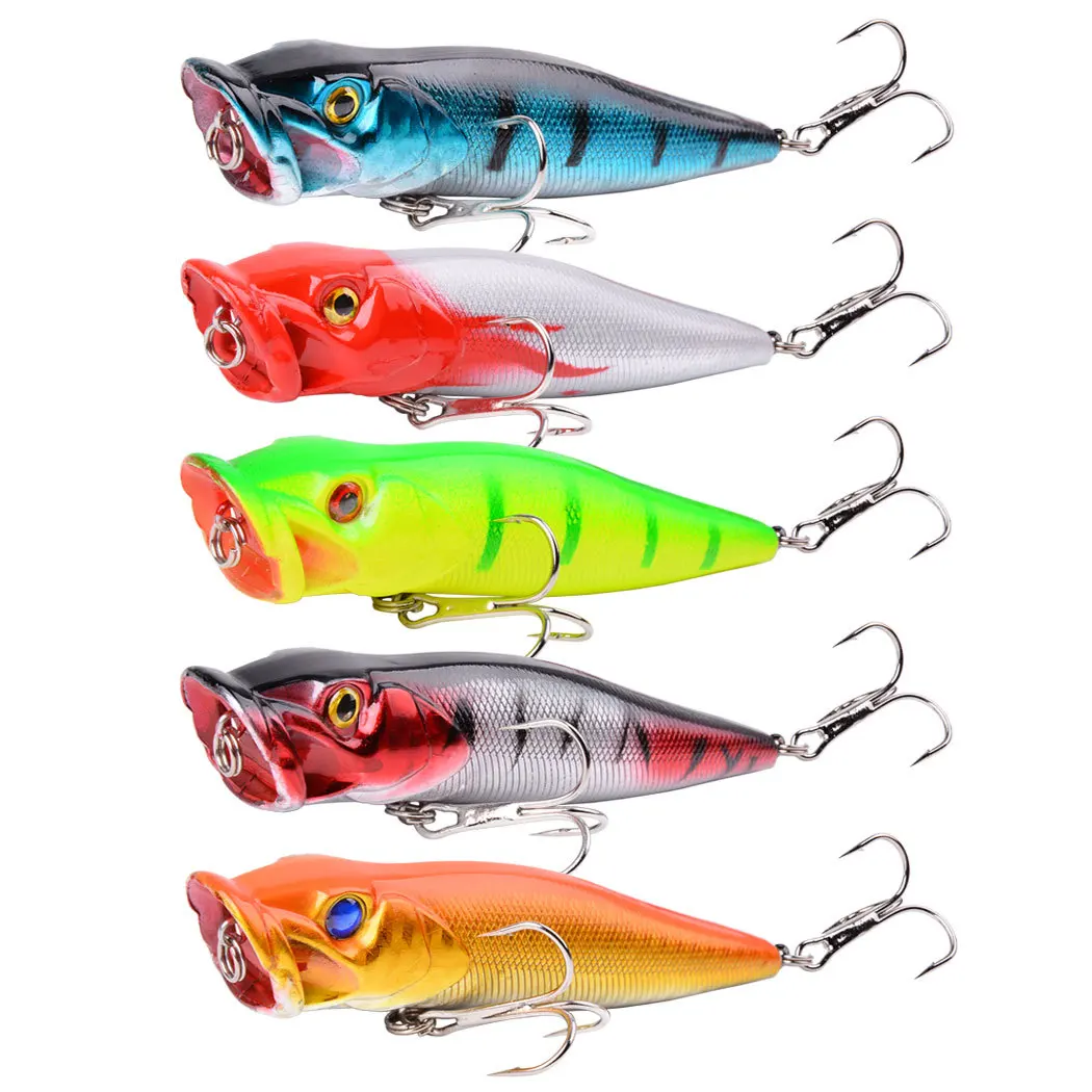 Señuelos de pesca Popper de superficie de 90mm y 12,7g, cebo duro Artificial para curricán de agua salada y mar, Wobblers flotantes, equipo de pesca - imagen 5