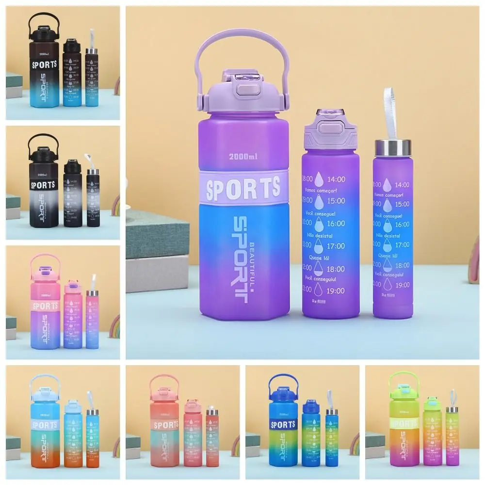 Juego de tres piezas de botellas de agua deportivas, taza colorida esmerilada de gran capacidad a prueba de fugas, hervidor deportivo hexagonal portátil para Fitness - imagen 5