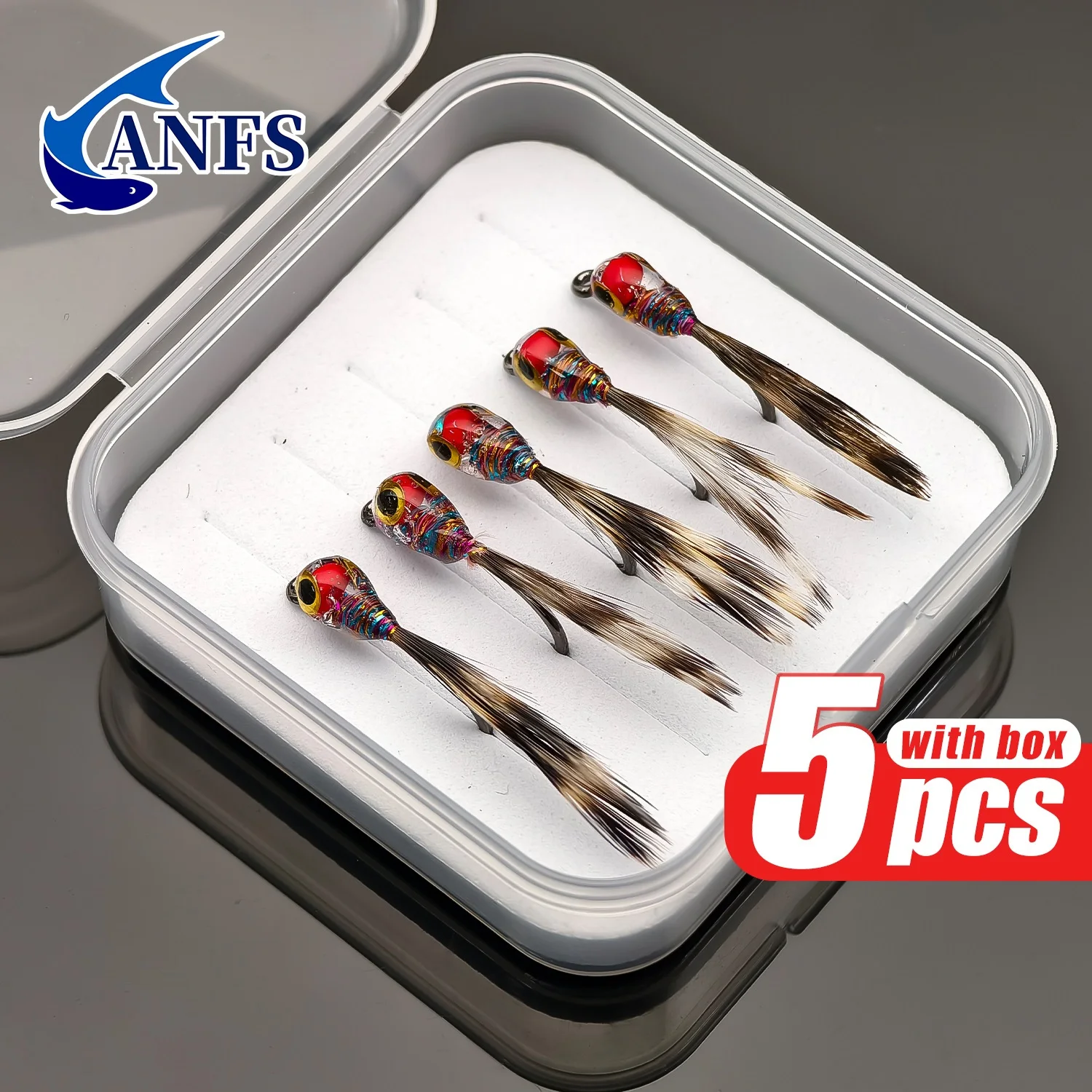 ANFS 5 señuelos para moscas de peces con cebo de trucha, diseño realista mezclado para pesca en agua dulce y salada - imagen 4