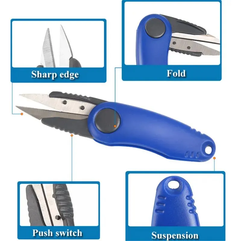 Tijeras plegables de acero inoxidable para uso en peces, tijeras multifunción para corte de sedal, aparejos de Pesca tipo camarón - imagen 4