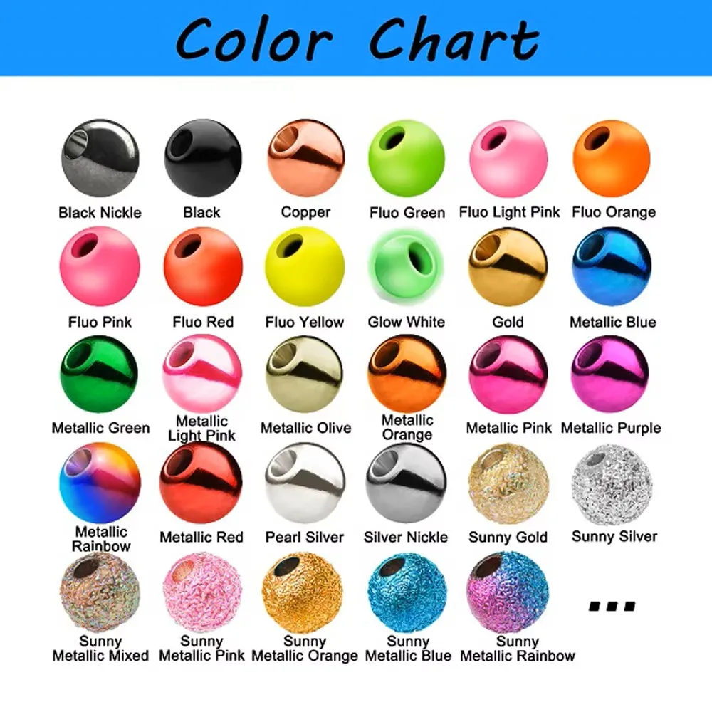 Aventik 25 piezas 2,5-4,6mm cuentas para atar moscas Material para atar moscas multicolor cabeza de ninfa accesorio de pesca con bola