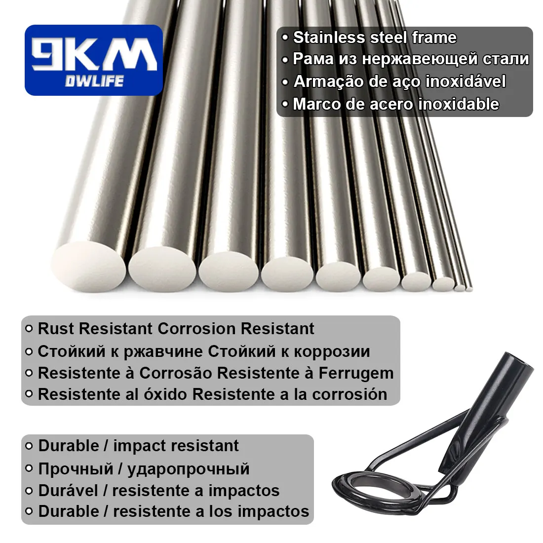 Guías para cañas de pescar, 30 ~ 230 Uds., Kit de reparación de cañas, guías superiores, anillo de cerámica de acero inoxidable, pesca en agua dulce y salada, 1,6 ~ 8,0mm - imagen 3