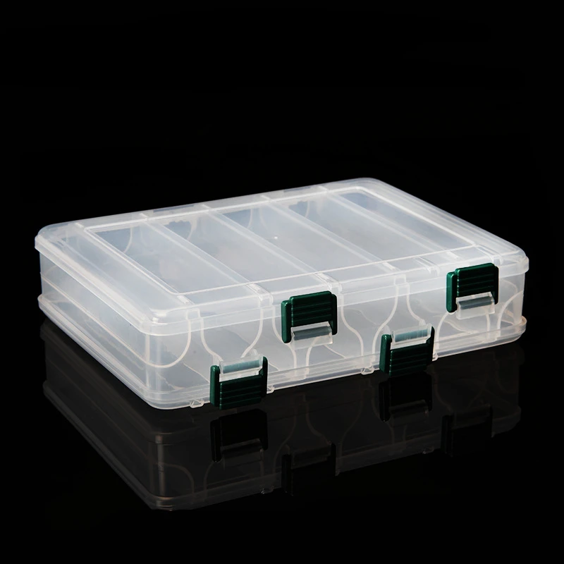 Cajas de aparejos de pesca grandes, almacenamiento de señuelos portátil de doble capa, múltiples compartimentos, caja de herramientas de engranajes, estuche de plástico de transporte, contenedor de cebo - imagen 3