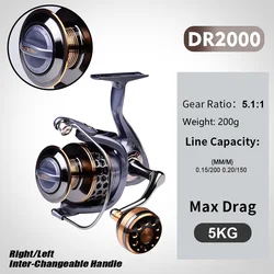 Carrete Pesca Agua Salada CNC 5.1:1 Rodamiento – Bobina Mecanizada