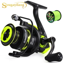 Carrete de pesca giratorio Sougayilang 1000-4000, carrete de aluminio 5,2: 1, arrastre de 10kg de alta velocidad para atrapar lubina, bagre, salmón y más