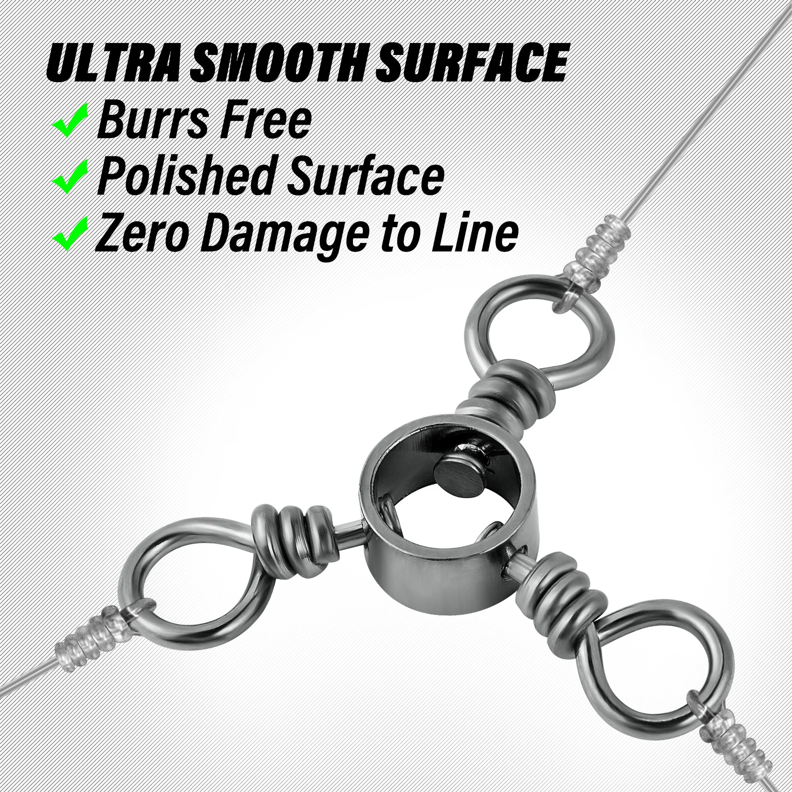 Conector de anzuelo de línea de pesca de 3 vías, aparejo de bagre de agua salada, barril giratorio de acero inoxidable para señuelo de pesca, aparejo de lubina, 50 piezas - imagen 4