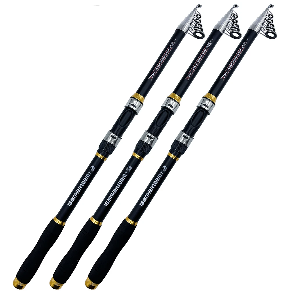 Caña de pescar telescópica de fibra de carbono, caña giratoria portátil de 2,1 M, 2,4 M, 2,7 M, 3,0 M, 3,6 M - imagen 4