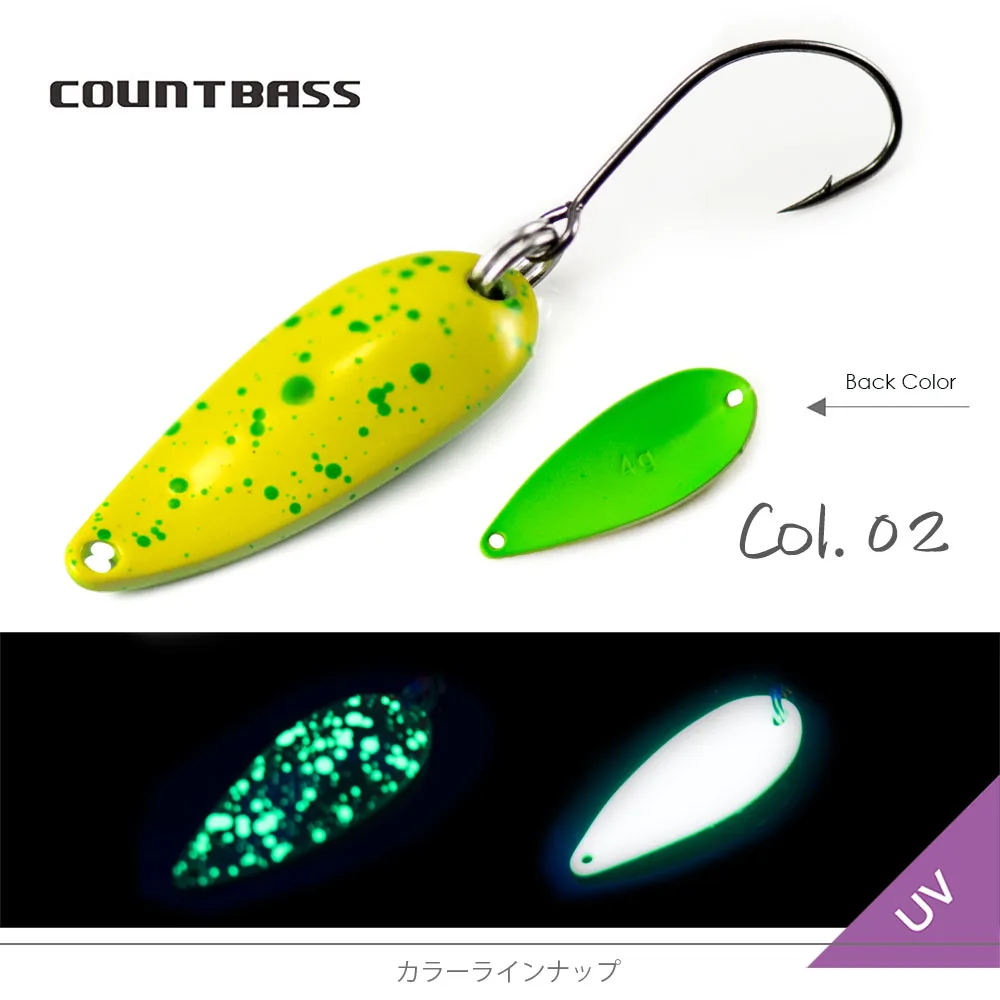 Cucharas de trucha COUNTBASS, Señuelos de pesca de 2,4g y 4g con un solo gancho, cebos de Metal de fundición para salmón, Lucio, lubina, Material de latón - imagen 4