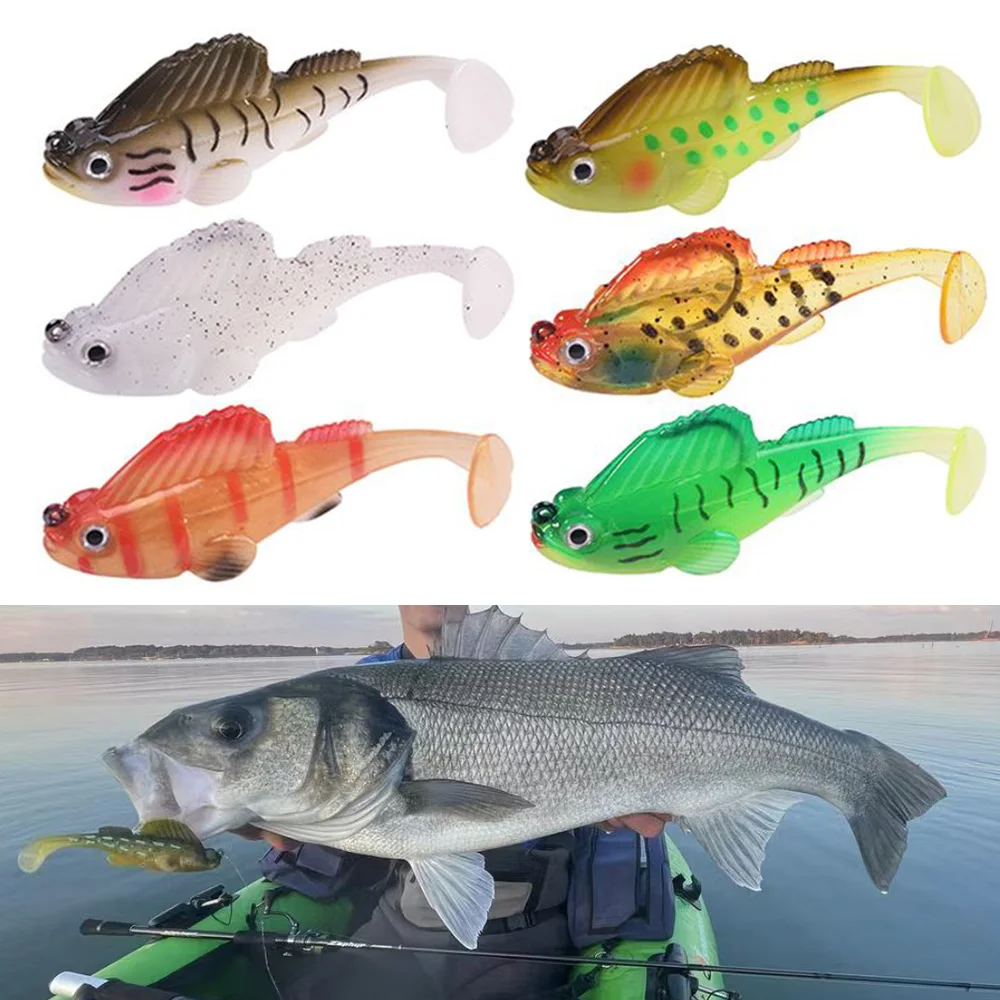 10 Uds. Señuelos de plástico blando 6,5 cm 12g 9cm22g suave Gobie Shad Swimbaits Dark Sleeper Jig Hook Gill Pike Bass Zander pesca Softbait - imagen 5