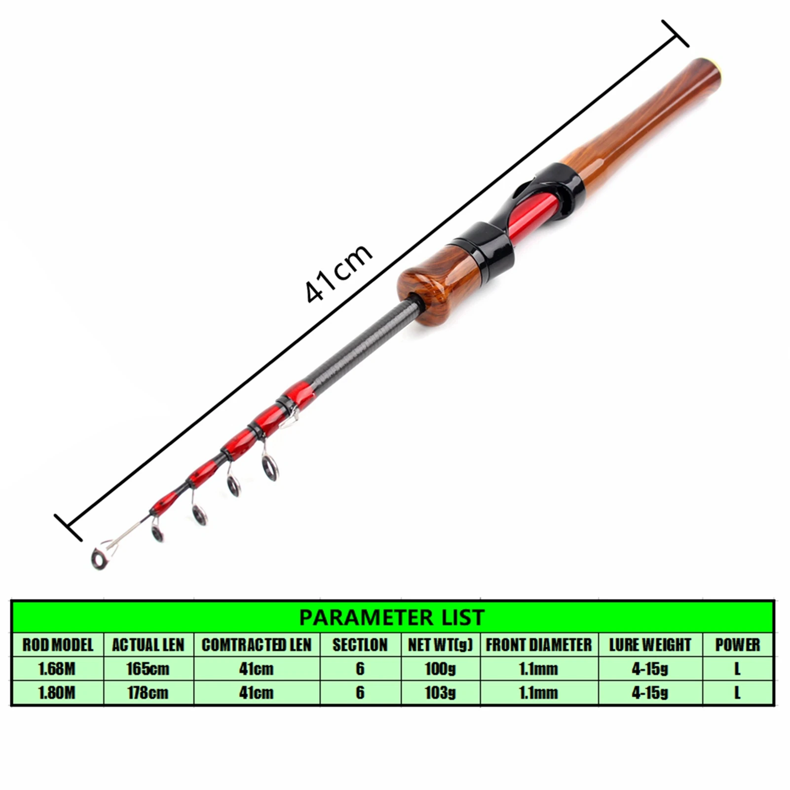 MINI caña de pescar telescópica de carbono ultraligera, 1,68 M, 1,8 M, 4-12g - imagen 3
