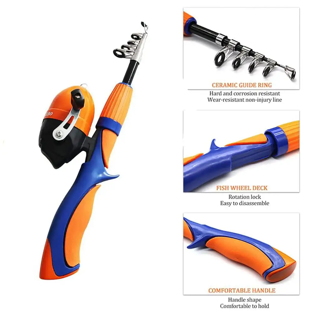 Juego de caña de pescar telescópica portátil con estuche de pesca, carrete de pesca para niños, el mejor regalo para principiantes, Combo de caña - imagen 5