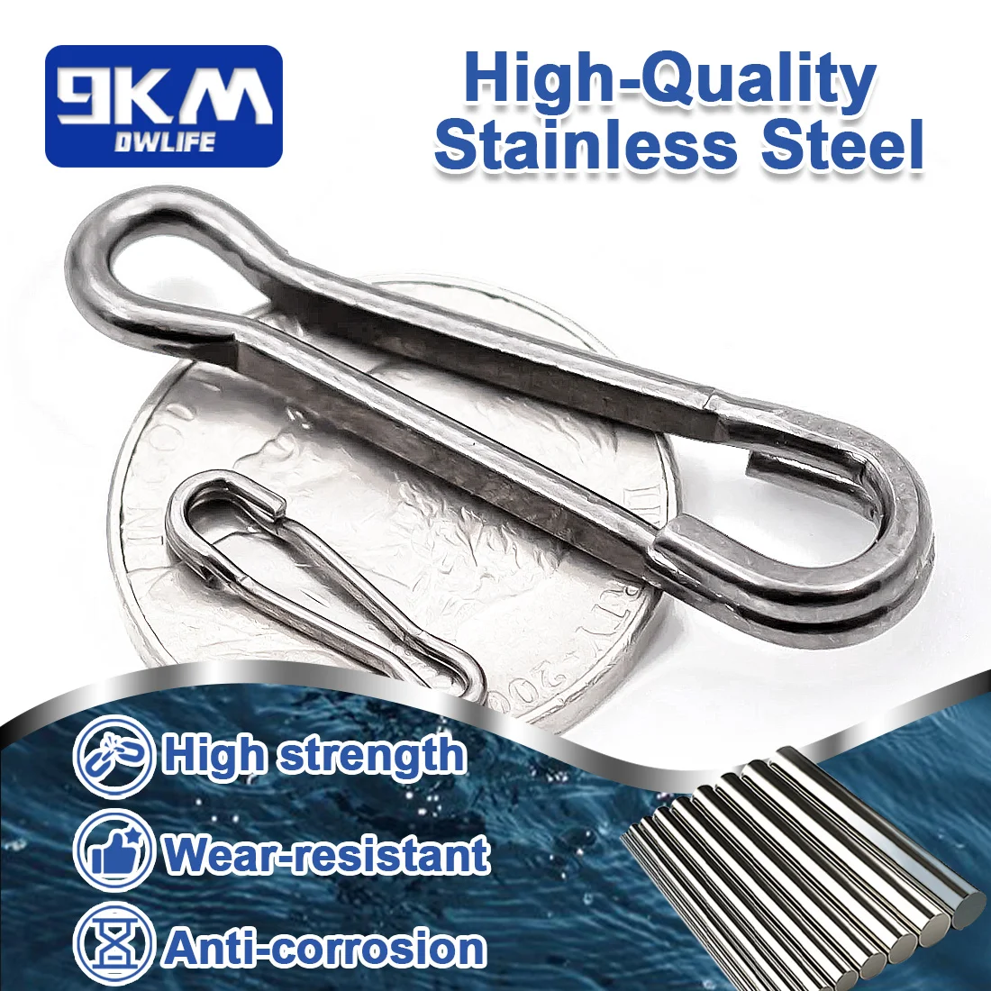 Clip de pesca a presión, 25 ~ 100 Uds., conector de señuelo de pesca de acero inoxidable, aparejos de pesca de lubina hawaianos, Clip de pesca de carpa de agua dulce - imagen 3