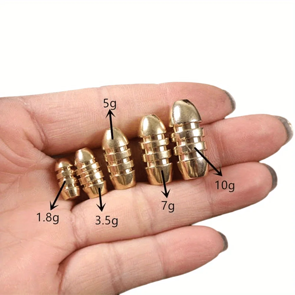 Juego de plomos de pesca de cobre, 5 tamaños, pesos 1,8-10g, 21 Uds., superficie lisa que reduce la resistencia, plomo para aparejos de pesca de lubina - imagen 2