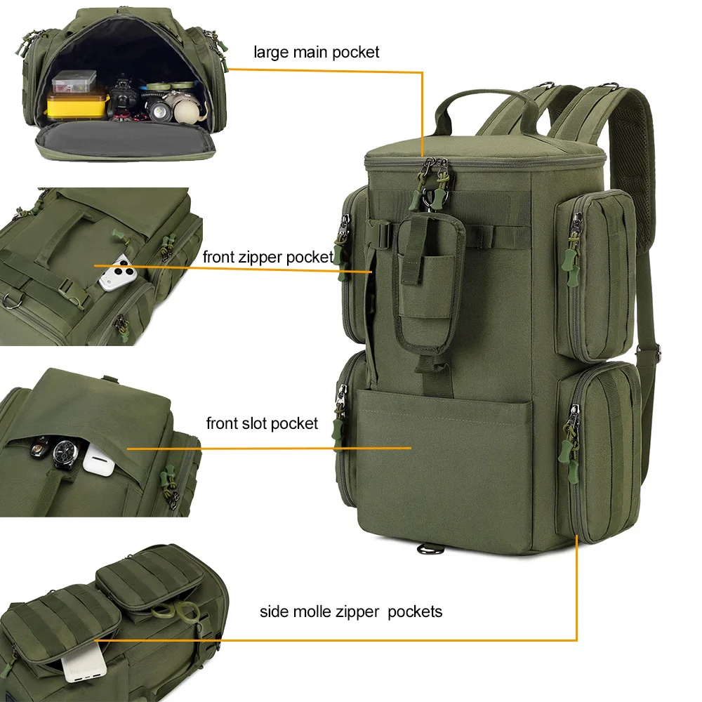 Mochila de Pesca Portacañas con Sistema Molle para Senderismo - imagen 3