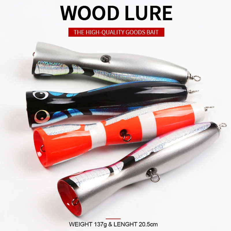 OBSESSION WD117 120g Topwater cebo Popper de madera superficie Popping señuelo de mar profundo barco pesca madera Popper Trolling señuelos - imagen 3