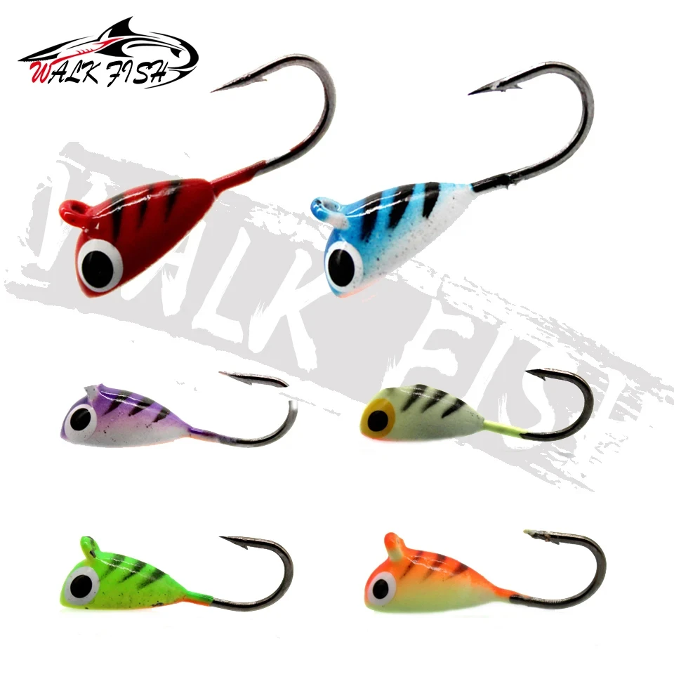 WALK FISH-cebos de pesca en hielo con forma de ballena, anzuelos de cabeza de plomo de 6 piezas, 2cm, 1,8g, aparejos de pesca Jigging - imagen 5
