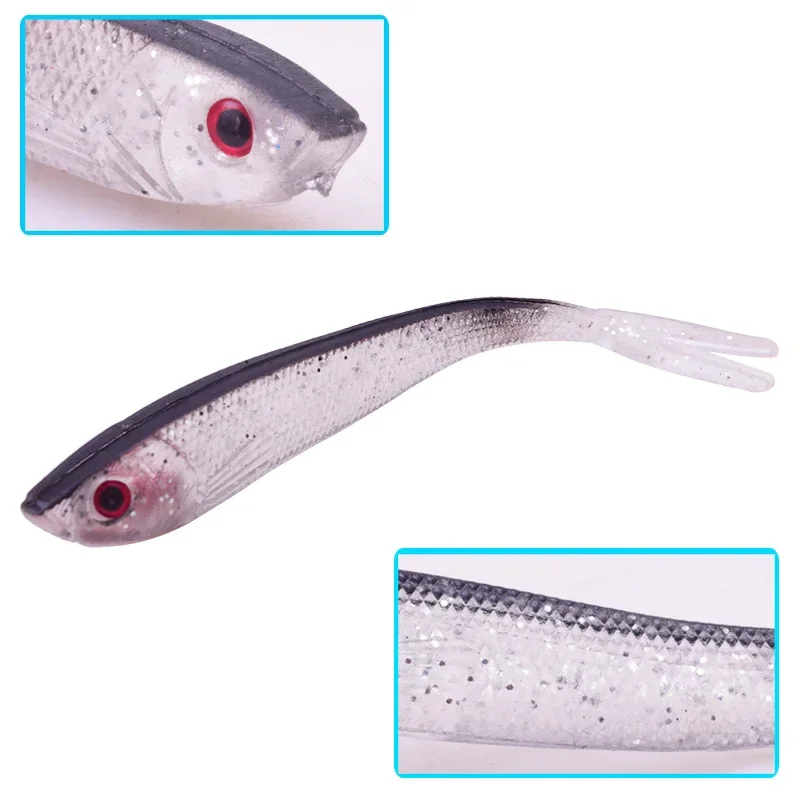 Señuelos blandos de pesca, 5 uds., 7,5 cm/10cm, 1,8g/4,3g, cola de horquilla, cebo Artificial suave, aparejos depredadores, gusano de pesca suave, Wobbles - imagen 4