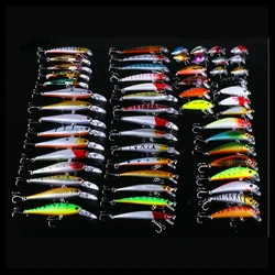Kit de Señuelos de Pesca Pro 56 Piezas - Señuelos Minnow, Crankbaits, Swimbait para Bass Pike Walleye, Juego de Cebos de Plástico Duro