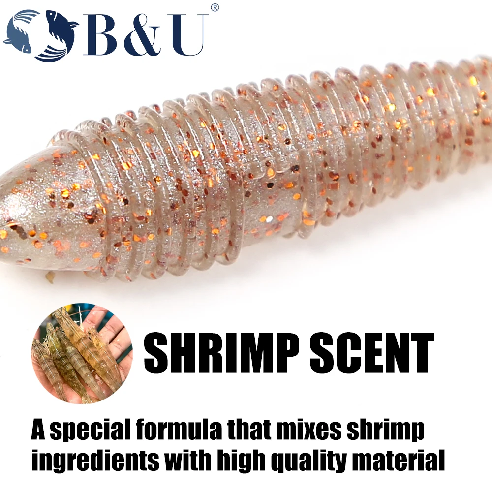 B & U-señuelo de pesca con anillo de impacto de grasa, 55mm/70mm, cebos de plástico blando, Swimbait, Jigging, cebos artificiales - imagen 5