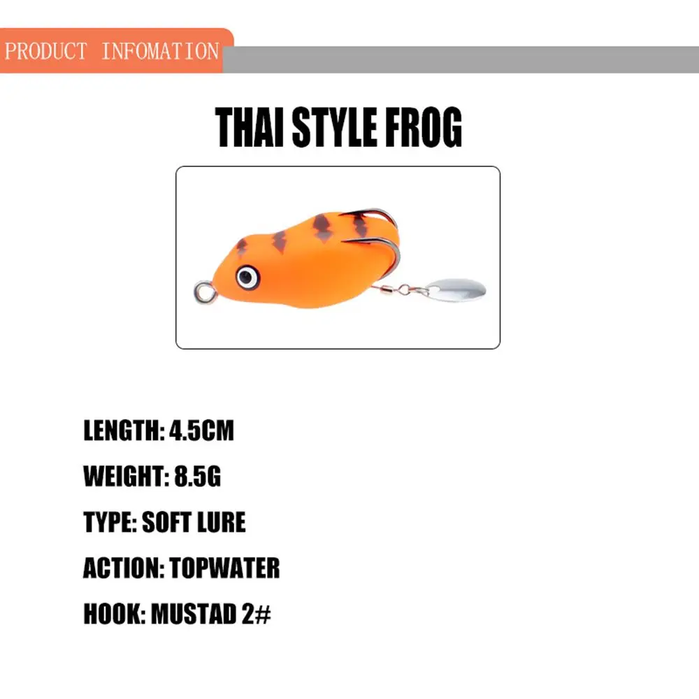 Señuelo de pesca colorido de 45mm/8,5g, Señuelos de Pesca de rana trueno, cebos blandos, Topwater flotante de señuelo, aparejos de pesca de doble gancho para lubina - imagen 5