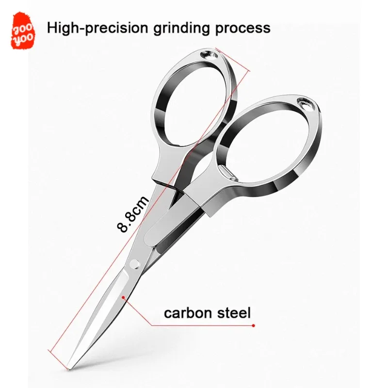 Tijeras plegables de acero al carbono, nudo de pesca trenzado, tijeras de pesca, Cortador de línea, herramienta de aparejos de pesca, alambre de corte - imagen 5