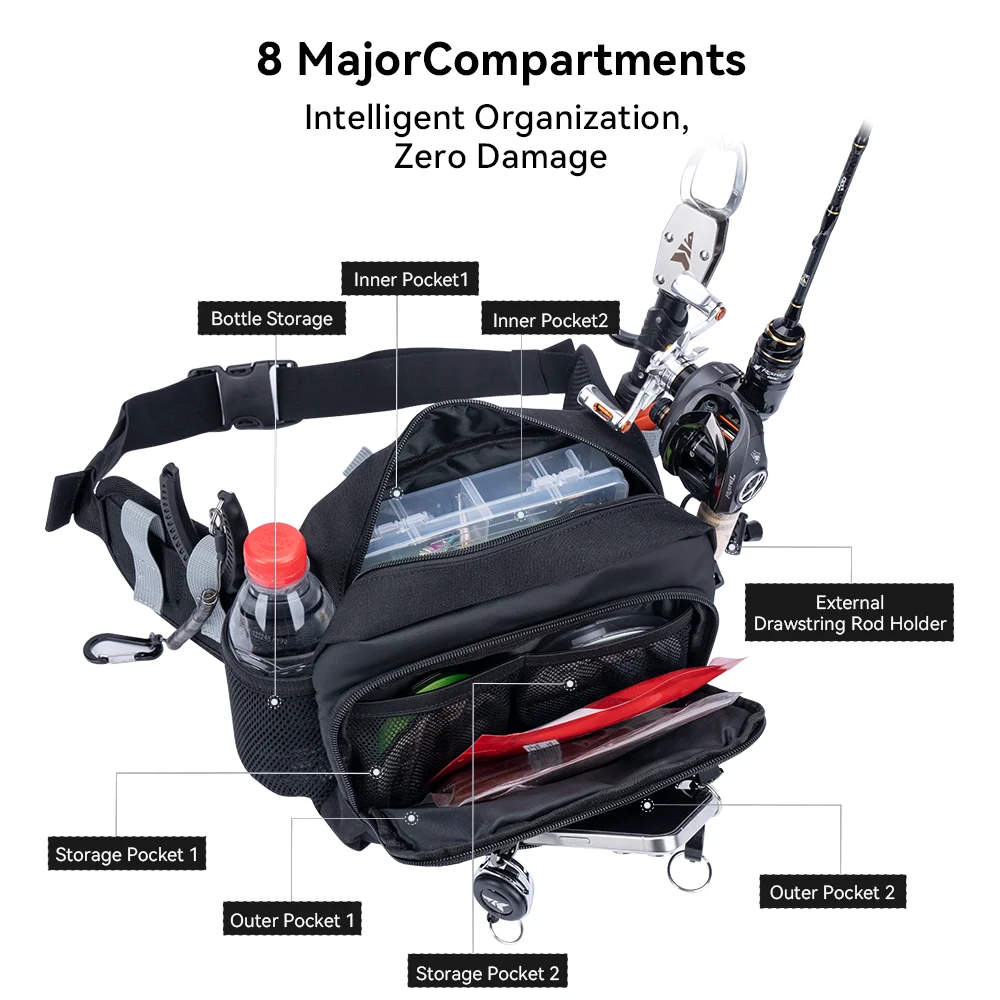 Riñonera KastKing, bolsa de almacenamiento de aparejos impermeable con cinturón ajustable, riñonera de pesca para hombres, Señuelos de Pesca, bolsas para exteriores - imagen 3