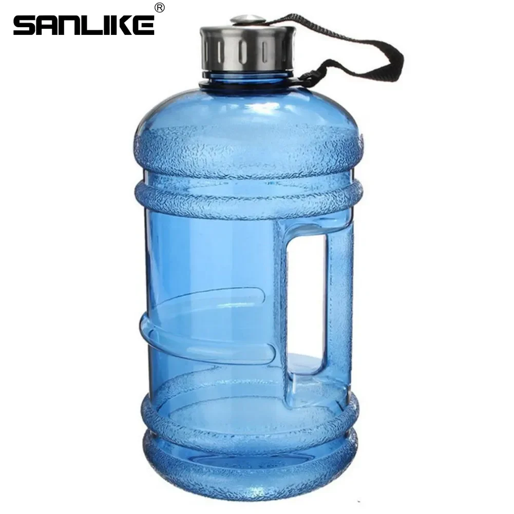 SANLIKE-botella de agua azul de gran capacidad, 2,2 L, para deportes al aire libre, Fitness, Camping, correr, deportes, senderismo, accesorios para acampar