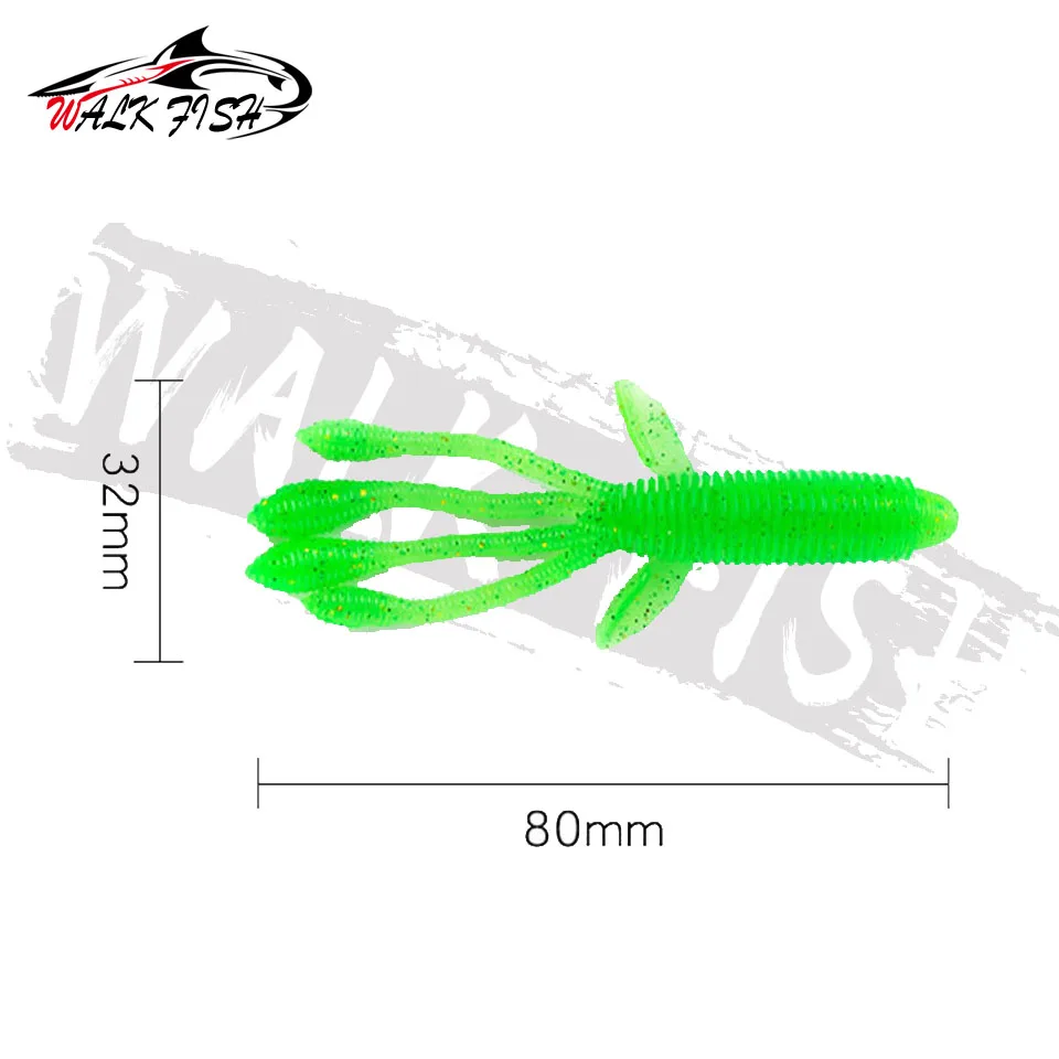 WALK FISH-señuelo de pesca suave de 10 piezas, 8cm, 3g, gambas, cebos suaves de sicilión Artificial, aparejo de pesca Wobblers para Lucio Artificial - imagen 2