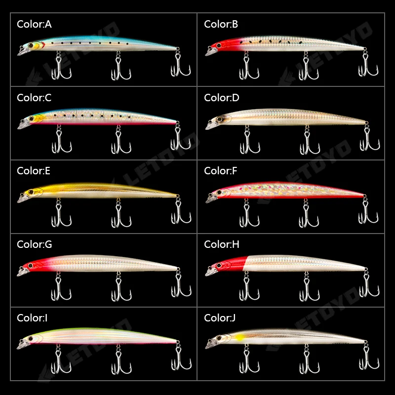 LETOYO-señuelo duro flotante Minnow Jerkbait, andador de superficie para curricán, señuelo de pesca de invierno para Lucio, aparejos de pesca de lubina, 175mm, 26G - imagen 5
